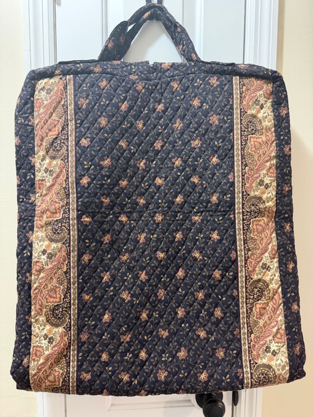vintage Vera Bradley garment bag in the retired Black Walnut pattern.